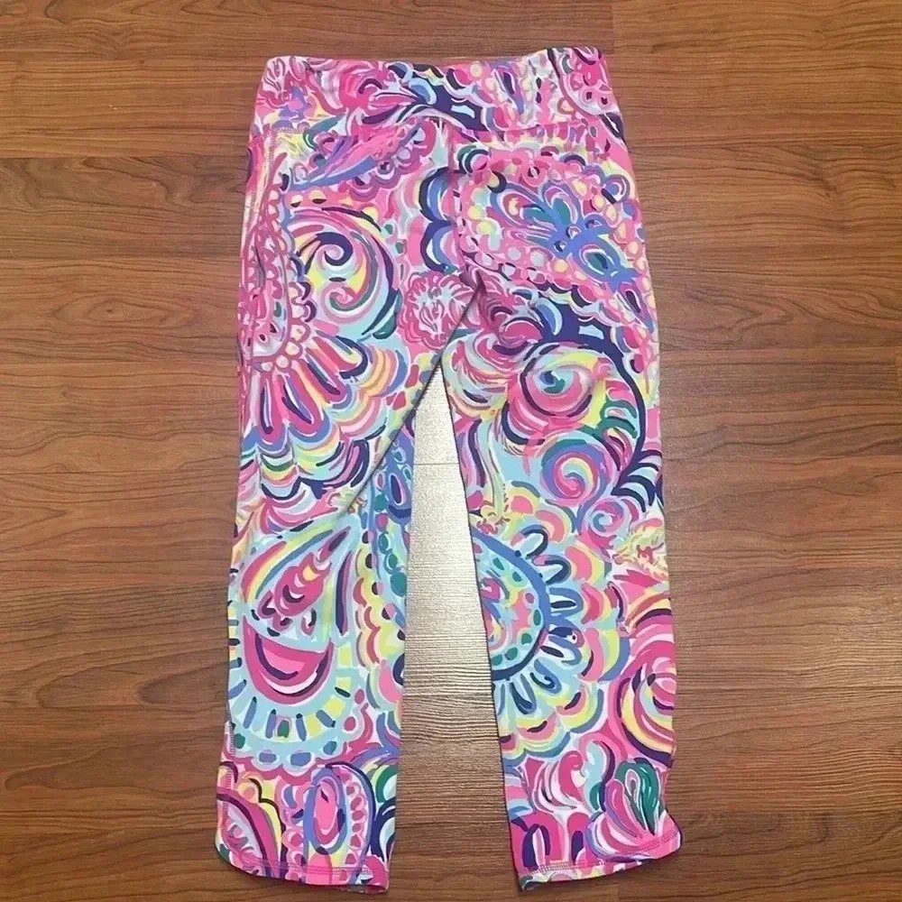 Lilly Pulitzer Luxletic Cropped Legging - Psychedelic Sunshine, Sz small - Picture 7 of 8